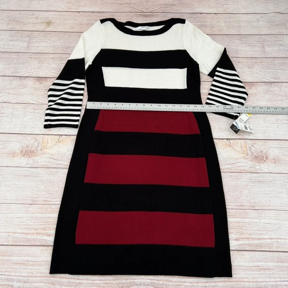 Studio One New York Women's Long Sleeve Sweater Striped Dress Size M - Picture 6 of 11